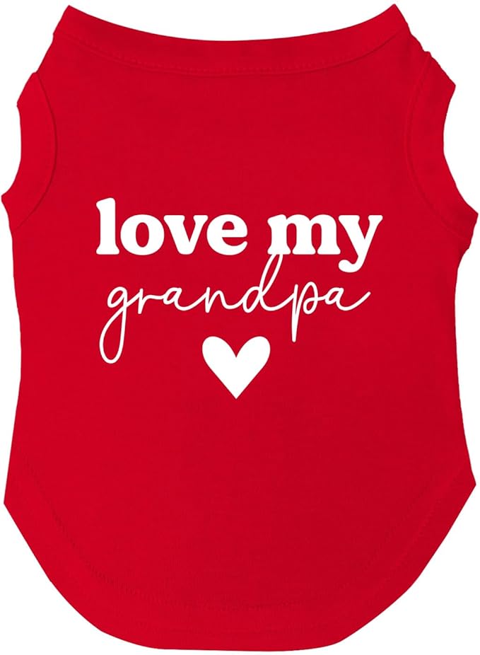 Love My Grandpa Dog Tee Shirt | Sleeveless Breeds | Father's Day | Grandpa Gift | Valentine's Day |Red, 6X-Large 1341