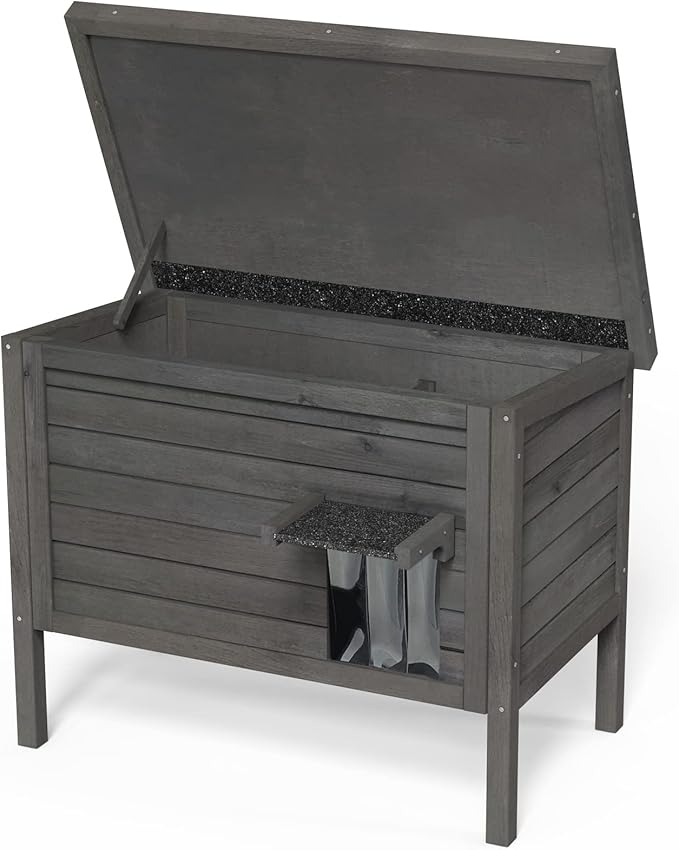 GDLF Outdoor Cat House Feral Cat Enclosure 100% Insulated All-Round Foam Weatherproof Solid Wood Large Size for Multiple Felines 34.5" L*21.5" W*27.2" H
