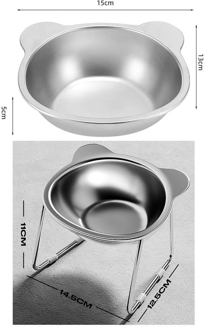 Raised Cat Bowls Tilted Food Bowl 304 Stainless Steel Pet Supplies for Puppy