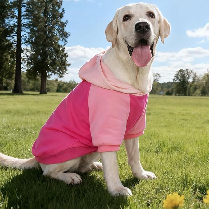 Fashionable Dog Hoodie – Soft & Warm Dog Sweater with Leash Hole,Pet Hooded Sweatshirt for Cats and Dogs with Broad Chests (e.g., French Bulldogs, Pitbulls) (Pink, Large)