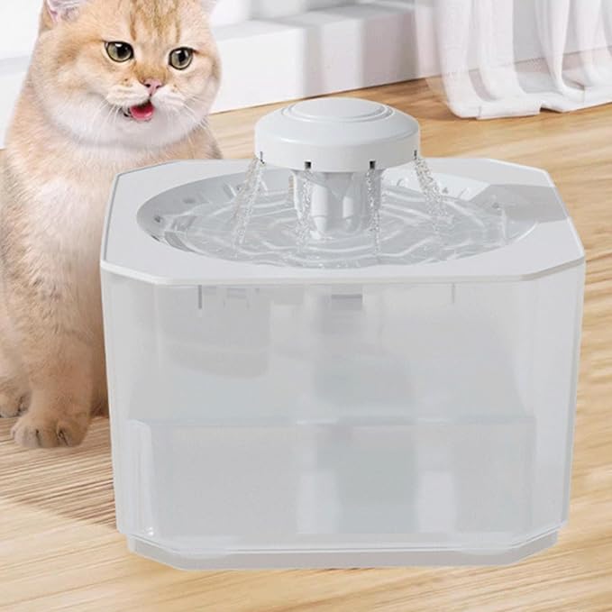 Cat Fountain - 2500ml Automatic Quiet Large Capacity Drinking Tool,Dog Water Dispenser - for Puppy Animal Travel Crate House Outside Feeding Tipping Night Hot Day Offices Indoor Home