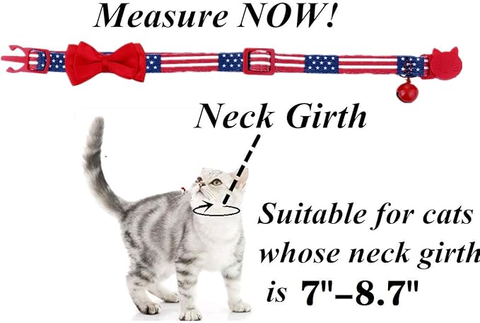 BoomBone American Flag Cat Collar Bowtie Breakaway with Bell