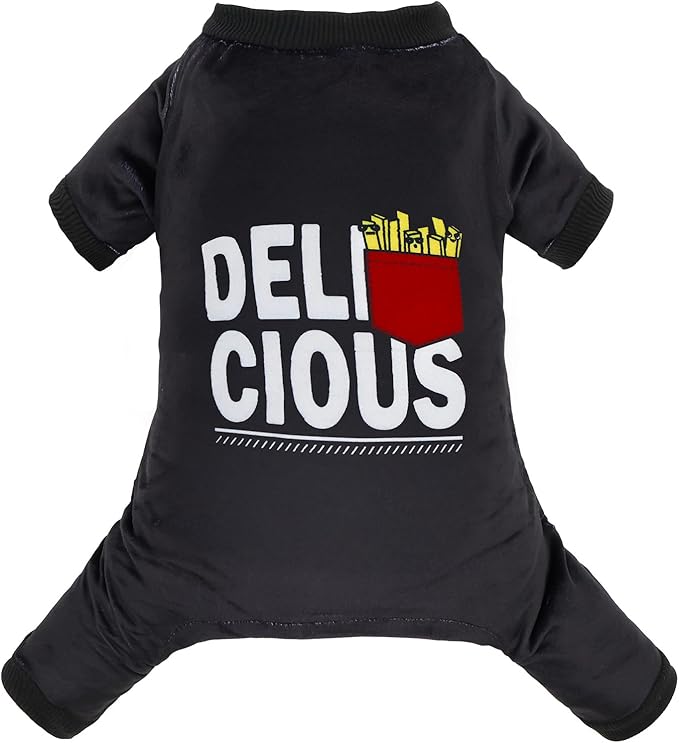 CuteBone Fleece Dog Pajamas Clothes Puppy Jammies Pet Apparel Cat Onesie for Chihuahua Yorkie Frenchies P328L