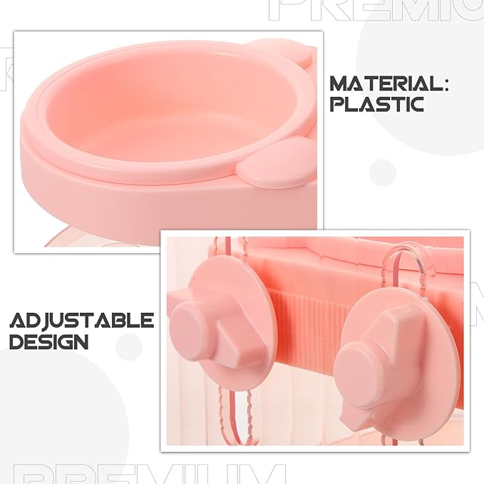 Elevated Pet Food Bowl Stand with Raised Pink Plastic Cat and Dog Feeder Bowl Anti-Spill Design for Small Pets Puppy Feeding and Watering Supplies