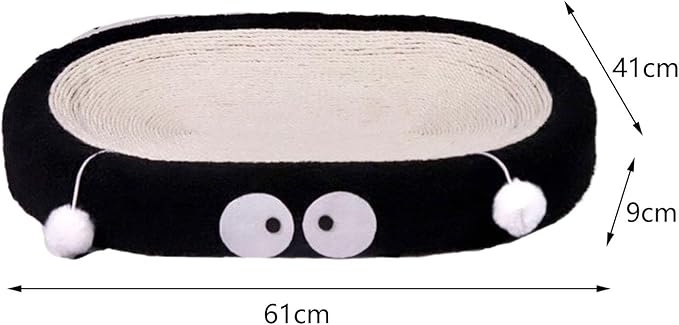 Cat Scratch Pad Bowl Nest Corrugated Cat Lounge Comfortable Claw with Interaction Ball Toy Furniture Protector, Black Oval
