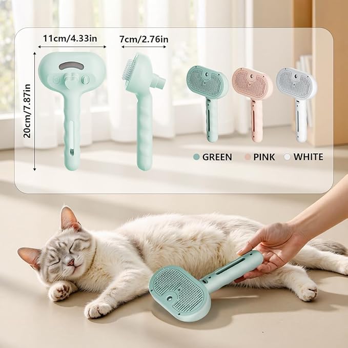 Pet Steam Brush for Dog and Cat，3 in 1 Spray Hair Removal Comb，Steam for Shedding & Grooming，Water Brush for Long and Short Haired Pets Remove Tangled Loose Hairs (Pink)