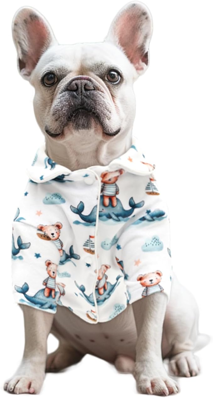 CuteBone Two-Leg Velvet Pet Pajamas Girl Dog Clothes - Soft, Cozy, and Stretchy Boy Pjs for Small, Medium Dogs and Cats Winter Sleepwear Apparel LTP18L