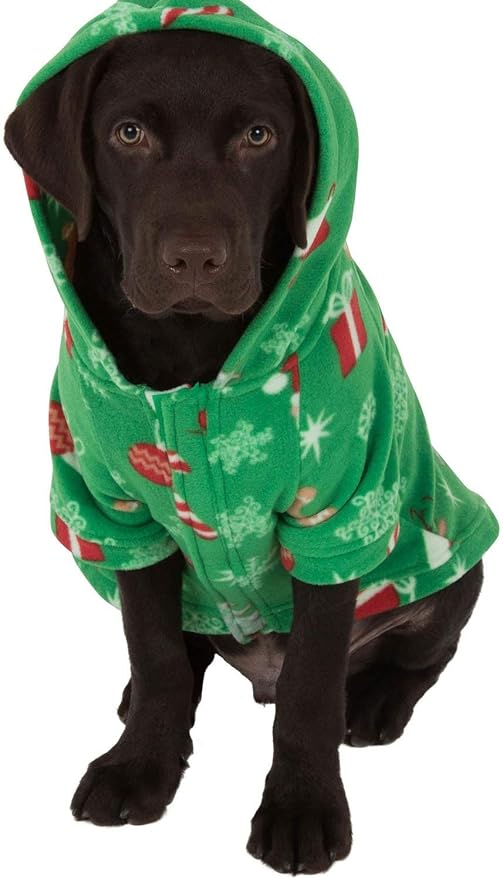 Pet Pjs - Tis The Season Pet Pjs Fleece Hoodie Sweaters - XSmall (Fits Up to 10 lbs) - Pet - XSmall (Fits Up to 10 lbs)