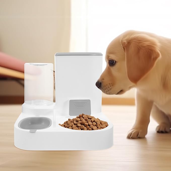 Garneck Automatic Pet Feeder with Water Bowl Large Capacity Dry and Wet Food Separation Anti-Skid Dog Water Dispenser Cage Cat Feeder for Puppies and Cats