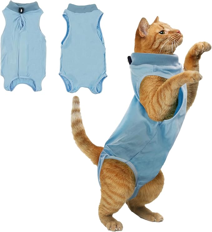 Cat Surgery Recovery Suit - M Size Blue, Soft and Breathable Material for a Cozy Recovery, Effortless to Wear and Perfect for Post-Op Care