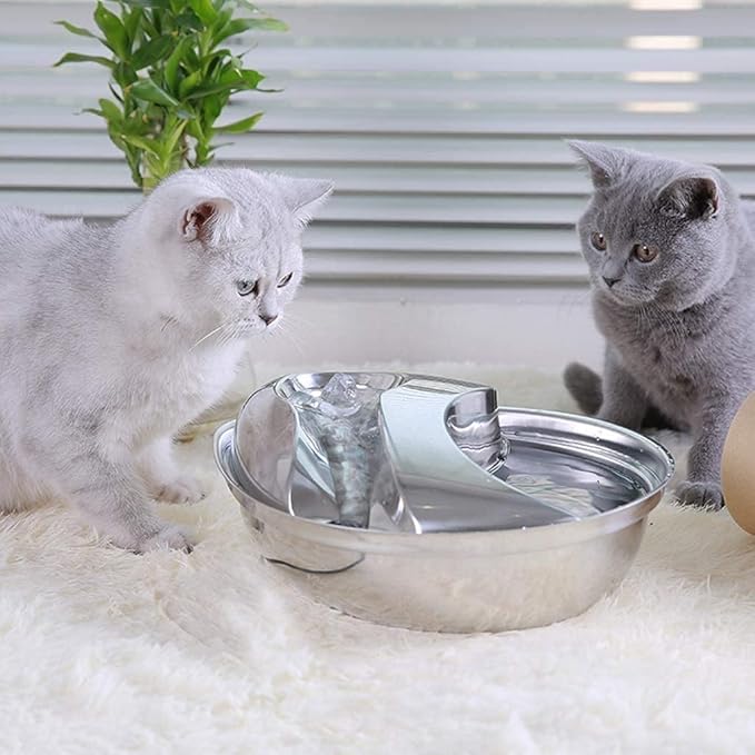 Liusj JUnst Cat Water Fountain Stainless Steel,Pet Fountain Dog Water Dispenser, Pet Drinking Fountain with Replacement Filters for Cats Dogs, Automatic Cat Dog Fountain