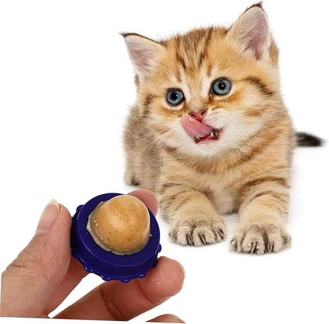 Garneck 4pcs Catnip Energy Ball Snacks Healthy Cat Licking Candy Treats Natural Flavor Nutritional Energy Balls for Cats and Kittens