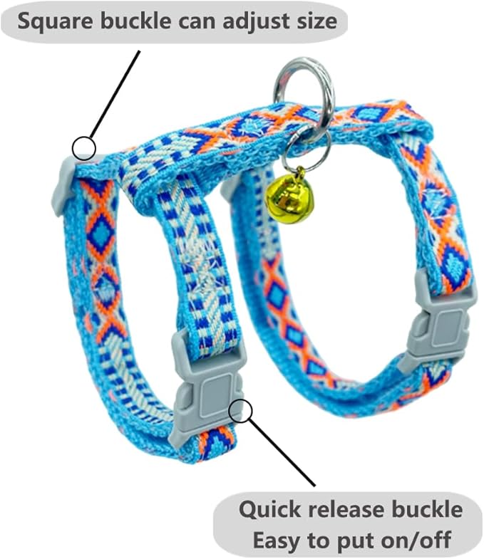 Freezx Cat Harness and Leash Set - Adjustable Escape Proof Cat Harness for Safe Walking - Lightweight Soft Travel Kitten Harness for Small Medium Cats