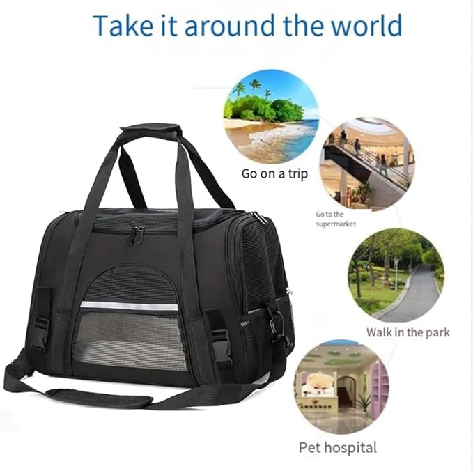 Cat Carriers, Dog Carriers, Pet Carriers – Airline-Approved Soft-Sided Bag for Cats & Small Dogs (Up to 15 lb), Foldable, Breathable Mesh, Privacy Cover, Washable & Lightweight