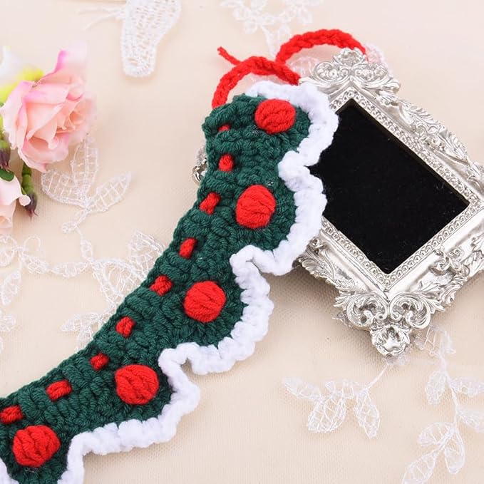 Christmas Cat Collar Accessories Outfit Small Dogs Bib for Drool Eating Cats Birthday Bib Gifts for Cats Costume Saliva Towel Holiday Cat Bandana Collar Scarf Dog Bibs for Small Dog Neck Scarf Knitted