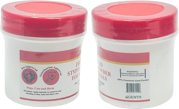 G.B.S Styptic Powder for Animals – Fast-Acting Blood Stop for Dogs, Cats, Birds & Small Pets – First Aid Powder for Nail Bleeding, Minor Cuts & Grooming – 1 oz, Pack of 2