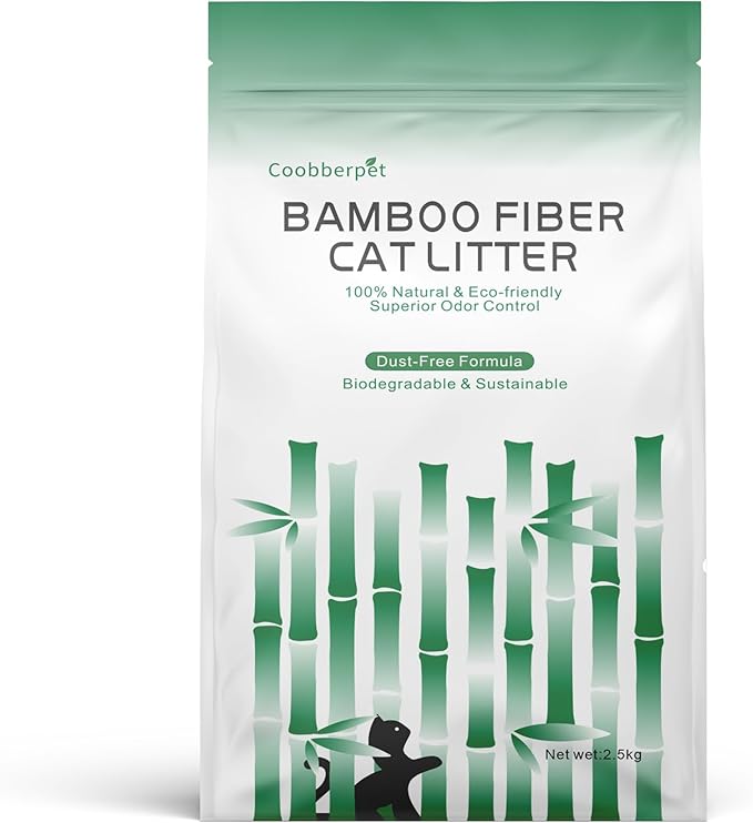 Bamboo Fiber Cat Litter, 100% Natural & Eco-Friendly, Superior Odor Control, Dust-Free Formula, Biodegradable & Sustainable (1 Bag)