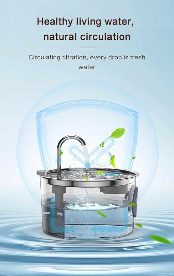 2026 New Dog Water Fountain (3.2L/108OZ), Quadruple Filtration, 304 Stainless Steel Cat/Dog Water Fountain, Super Quiet Smart Automatic Circulating Pet Feeder (1PC+2Filters)