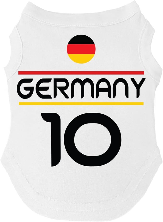Germany Flag Soccer Jersey Style Dog Tee Shirt | Sleeveless Breeds | International Soccer | Game Day |White, 4X-Large 1650
