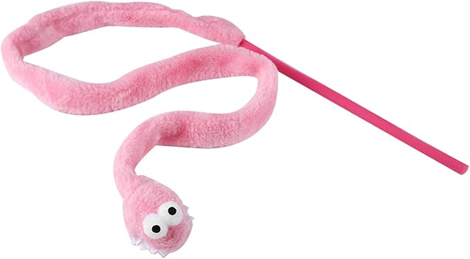Cat Toy Snake, Serpentine Mint Cat Teasing Stick Enhance Bond with Cats, Pet Stress Relief and Interactive Toys (Pink)