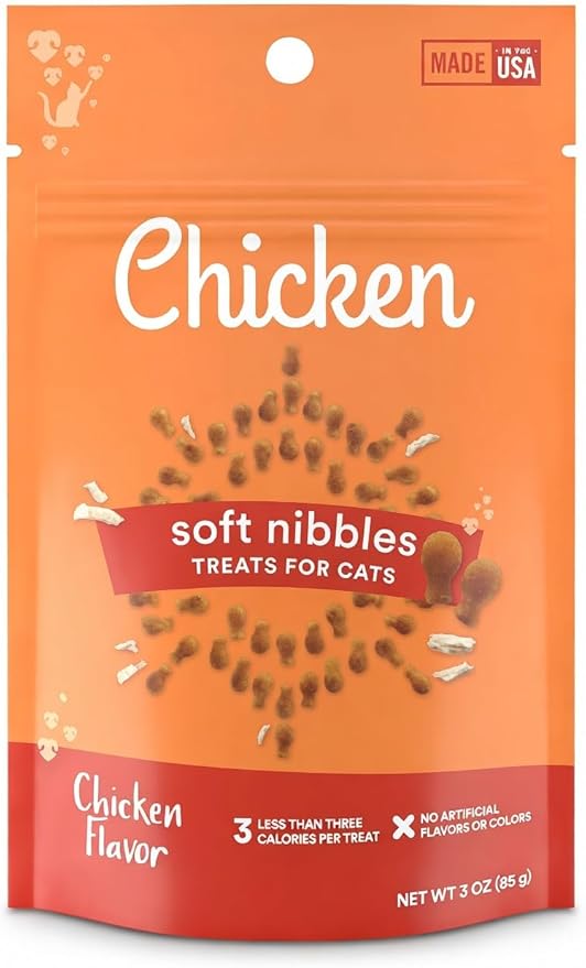 Savory & Tasty Soft Cat Treats Chicken - Grain Free, Low Calorie Chewy Nibbles, Made in USA, Real Chicken #1 Ingredient, Under 3 Calories Per Treat, Natural Training Snack for Indoor Cats | (3oz)