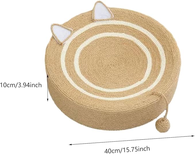 Cat Scratching Board Sisal Oval Scratcher Lounge Bed Antislip Resistant Pad Comfortable Rest Suitable for Indoor Furniture 40cmx