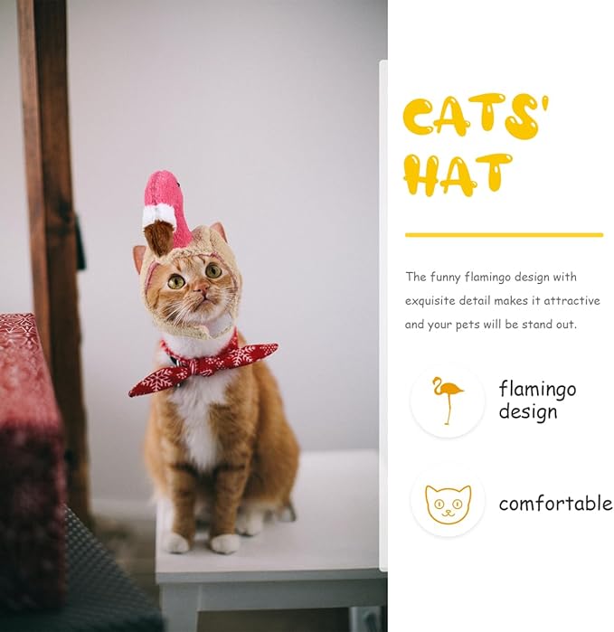 POPETPOP Cat Hats for Cats Only - Pet Headband Headdress Costume Flamingo Hat with Ears for s & Small Dogs Halloween Party Costume Accessory Headwear