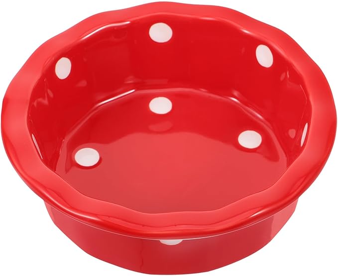 Toyvian Christmas Ceramic Pet Bowl with Red Elk Pattern, Creative Cat and Dog Food Container, Sturdy Ceramic Xmas Dog Bowl for Feeding and Watering Pets