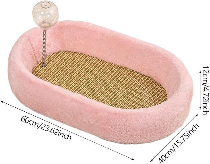 Baoblaze Kitten Bed Oval Cats Scratch Pad Furniture Protector with Ball Play Chasing Sofa Protection Training Toys Cat Scratcher Board, Pink