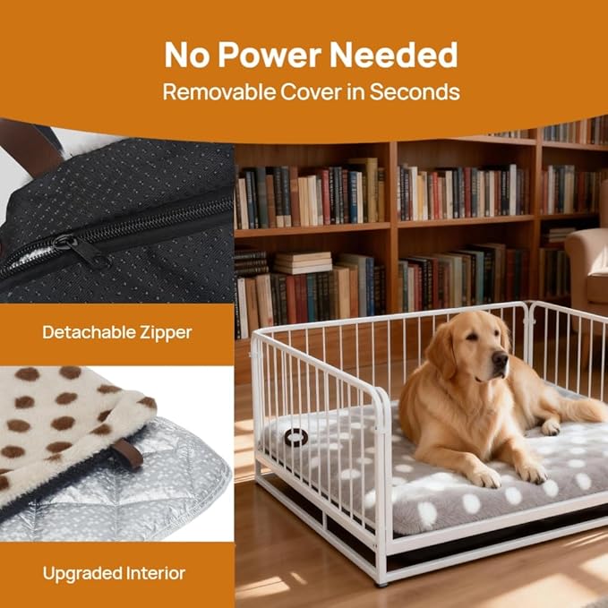 Self Warming Mat for Cats Dogs Self Heating Thermal Pad for Crates Cages Couches Beds 29.5" L x 18.8" W Removable Cover Non-Slip Bottom Indoor Outdoor Brown M
