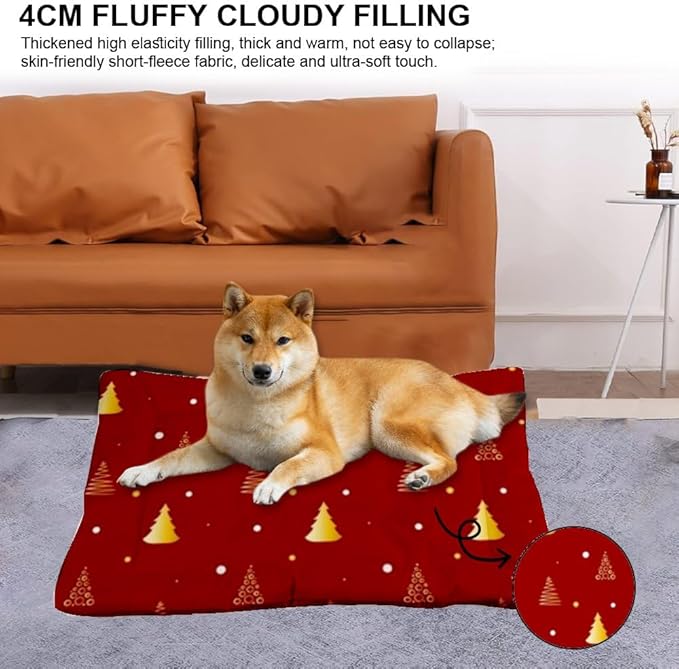 Christmas Luxurious Pattern Cat Pads Dog Bed Anti Slip Outdoor Dog Flat Mat Red Gold Design Soft Bed Non- Slip Bottom Pet Friendly Furniture Multi- Scenario, Multi- Model Mat Gift Printed Cat Mats