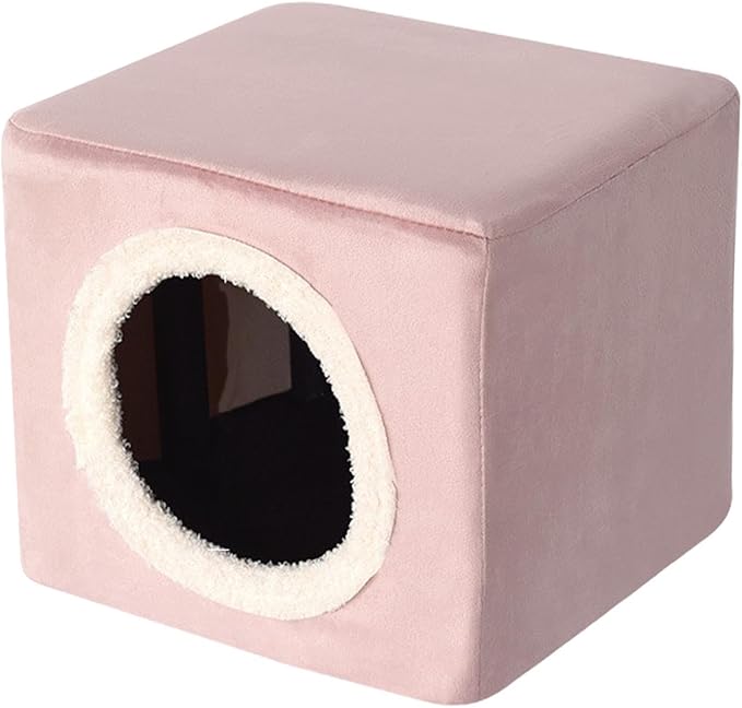Baoblaze Cat House Cat Bed for Hideaway Furniture Sturdy Covered Cat Bed Cave Pet Condo for Cats Exercising Sleeping, Pink