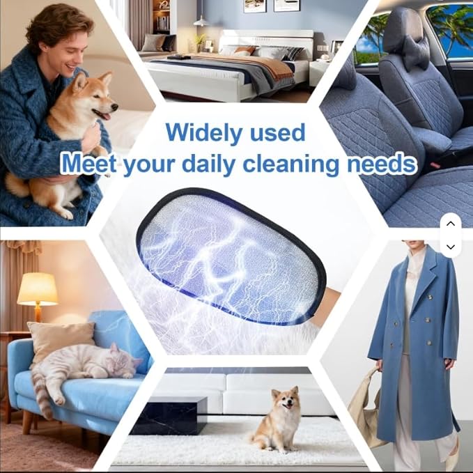 Pet Hair Removal Glove for Cats & Dogs- 2 Pack, Reusable Grooming & Deshedding Mitts for Dogs and Cats, Lint-Free Fur Remover Gloves for Furniture, Carpet, Couch and Car Interior.