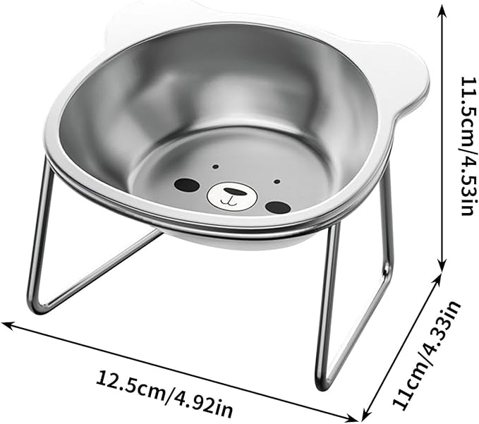 Elevated Cat Bowls, 4.9" Extra Wide Stainless Steel Cat Food Bowls with Anti-Slip Metal Stand Whisker Friendly Water Dishes for Indoor Cats and Small Dogs Cats Dishes Cats Food Dish