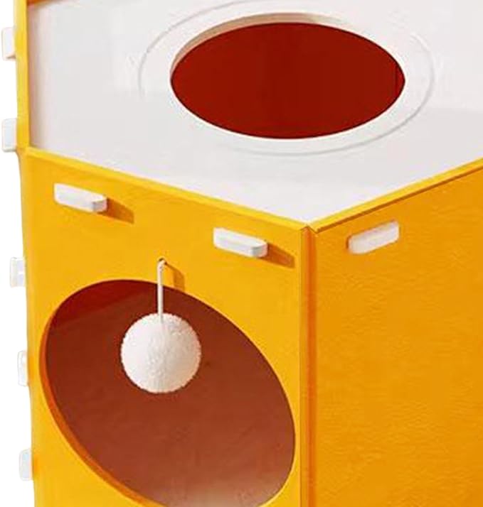 Cat House, Hiding Bed, Tunnel-Like Furniture, Scratch-Resistant, with Hole, Foldable, Stable Construction, Encourages Exercise, Suitable Fo, Orange