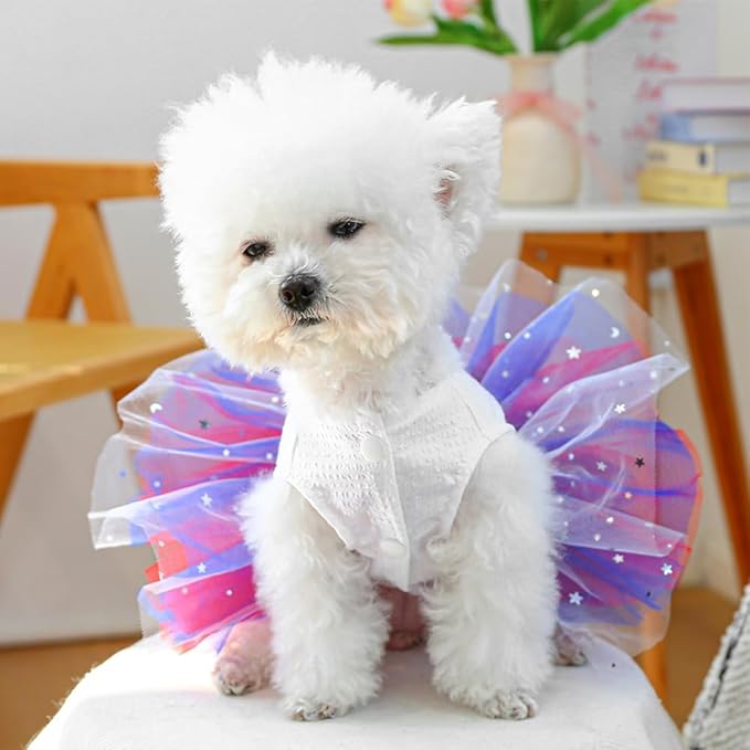 ANIAC 4th of July Girl Dog Dress with Stars Independence Puppy Clothes for Small Dog 1st Independent Day Cat Outfit Patriotic Pet Princess Tutu Skirt (Independence, Large)
