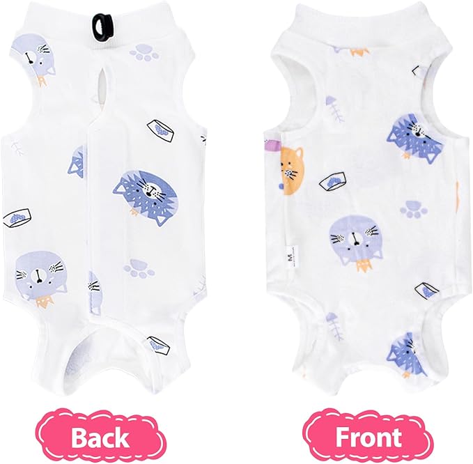 2 PCS Cat Recovery Suit Female Cat Onesie for Cats After Surgery Spay Abdominal Wounds, Kitten Recovery Suit Female Breathable E-Collar Alternative Kitten Onesie Anti Licking Large