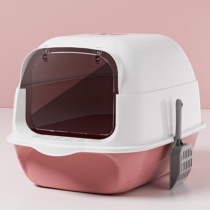 Hooded Cat Litter Box with Lid Enclosed Covered Cat Toilet Potty for Kittens Pets-