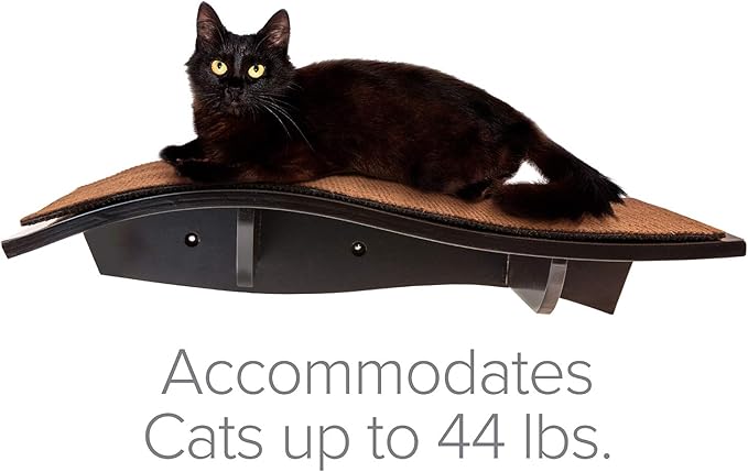 Arf Pets Cat Perch, Wall-Mounted Wooden Shelf for Your Pet, Attractive Curved Wood Ledge Encourages Natural Activity & Fun Exercise for Your Kitty,Sturdy Feline Furniture, Holds Up to 44 Lbs. 2 Pack
