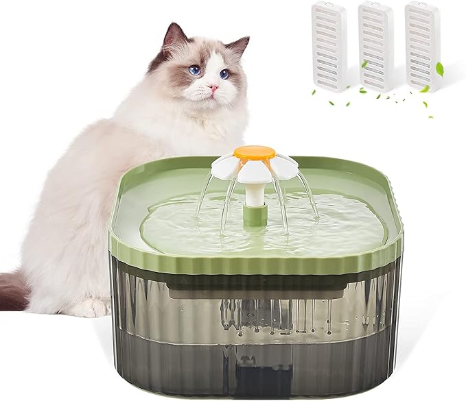 Cat Water Fountain, 2.5L Ultra Quiet Pet Water Dispenser with Smart Pump and Filters, Automatic Fountain for Dog & Cat