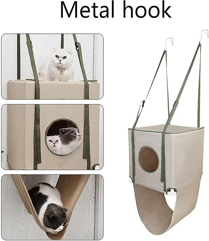 Cat Hammock,Double Layer Pet Kitten Furniture | Cat Hammock for Door,for Indoor Lounging Playing Snuggling Climbing Nesting Sleeping