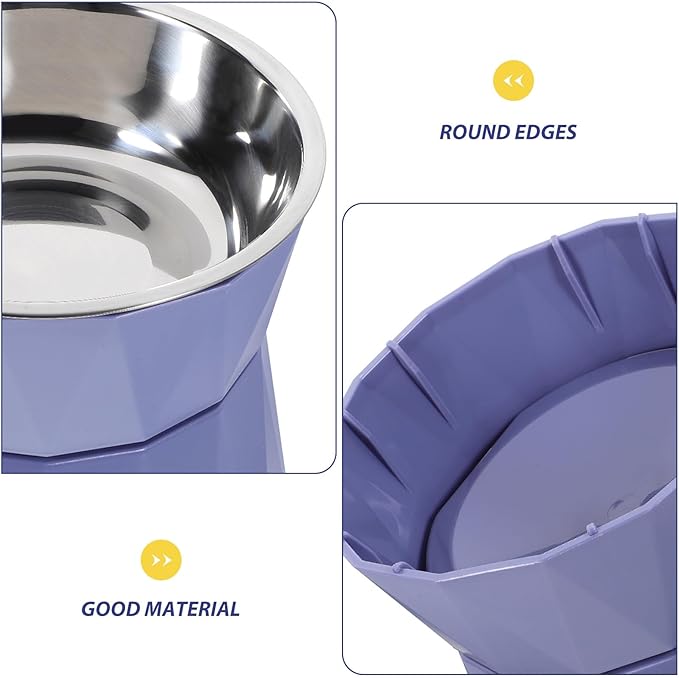 TEHAUX Adjustable Elevated Cat Bowl with Non-Slip Blue Stand, Raised Feeding Dish for Cats, Suitable for Indoor Pet Feeding and Watering