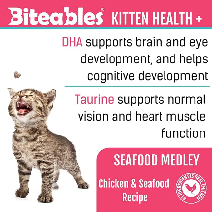 Get Naked Biteables Natural Soft Treats for Cats, Kitten Health Plus, Seafood Medley Recipe, 3 oz, 1 Pouch