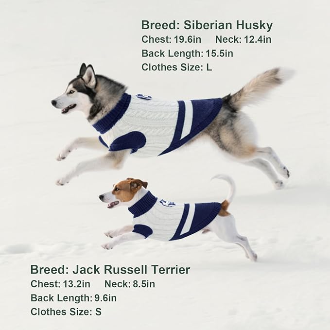 Dog Sweater Knitted for Small to Large Dogs Boy Girl, Classic Turtleneck Dog Christmas Sweaters, Warm & Soft Pet Clothes for Winter (Love Blue, S)