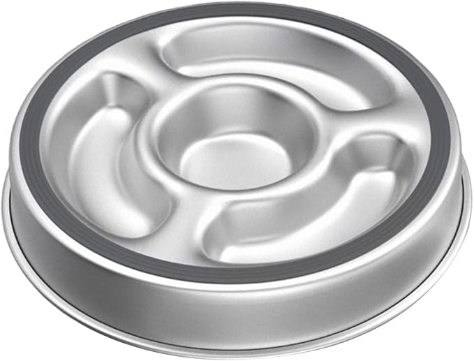Dog and Cats Slow Feeder Stainless Steel Feeding Bowl to Stop Food Gulping for Small Puppy and Kittens Pet Slow Bowl
