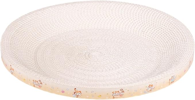Cardboard Cat Scratcher - Protects Furniture & Soothes Your Cat | Oval/Round Scratching Pad with Non-Slip Bottom | for Indoor, Apartments, Living Rooms, Durable Cardboard, Cats Bed & Toy