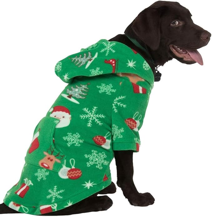 Pet Pjs - Tis The Season Pet Pjs Fleece Hoodie Sweaters - XSmall (Fits Up to 10 lbs) - Pet - XSmall (Fits Up to 10 lbs)