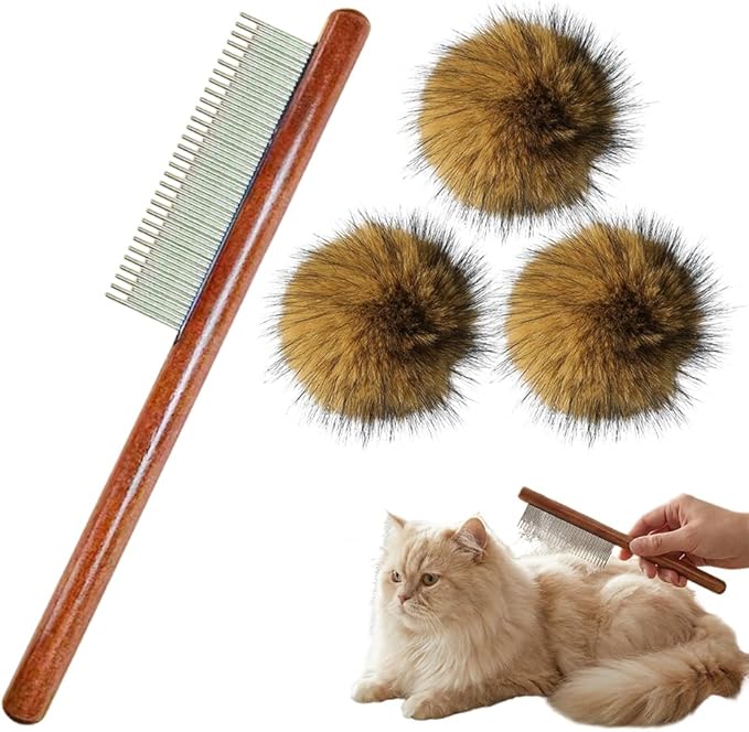 Cat Toy Faux Rabbit Fur Ball,2026 New Soft Rabbit Fur Catnip Balls,Fluffy Catnip Toy for Indoor Cats,Washable & Fun to Chase for Exercise and Bonding (with Comb/3pcs)