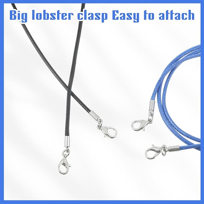 3 Pieces Replacement Strings for Cat Wand Toy, 25 Inch Long String Cat Toy Wire Kitten Wand Toy Refill Wires with Lobster Clasps for All Lures (White, Black, Blue)
