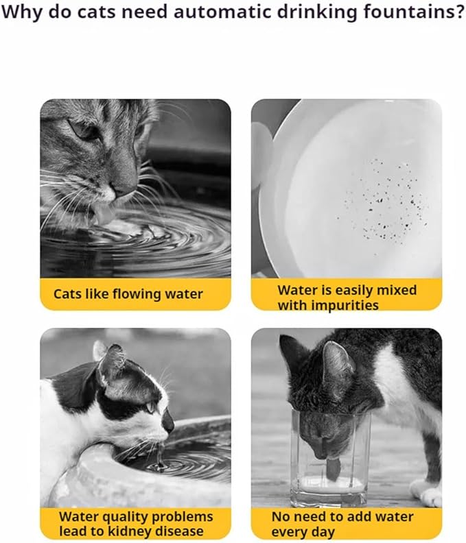 Ceramic Cat Water Fountain -50oz/1.5L Cat Fountain for Drinking- Pet Water Fountain for Cats Indoor - Automatic Water Dispenser Bowl - Cat Feeding & Watering Supplies for Small Dog，White
